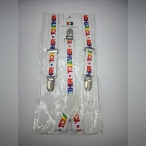 Unisex Suspenders 1-1/2Clips, Snaps Rainbow Spell Out-TOGETHER   NEW